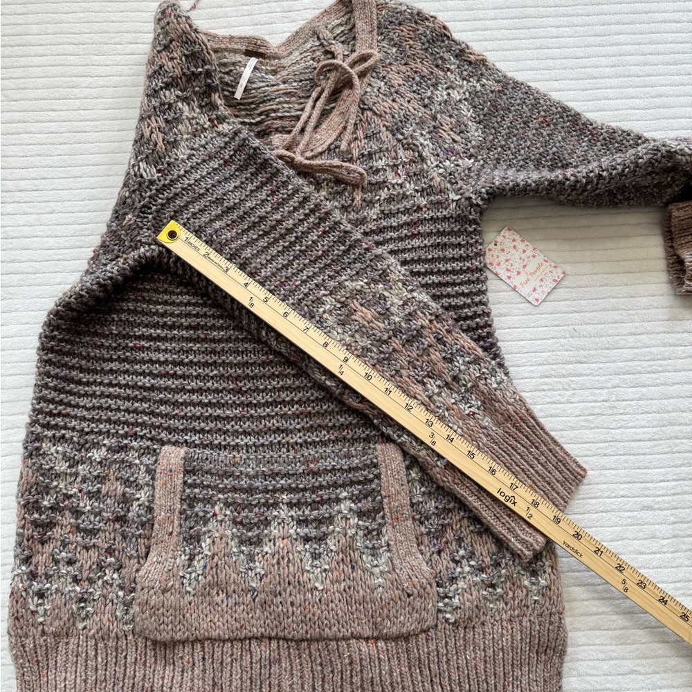 Free People Blush Taupe Lace-Up Cable Knit Scoop Sweater - Picture 5 of 11
